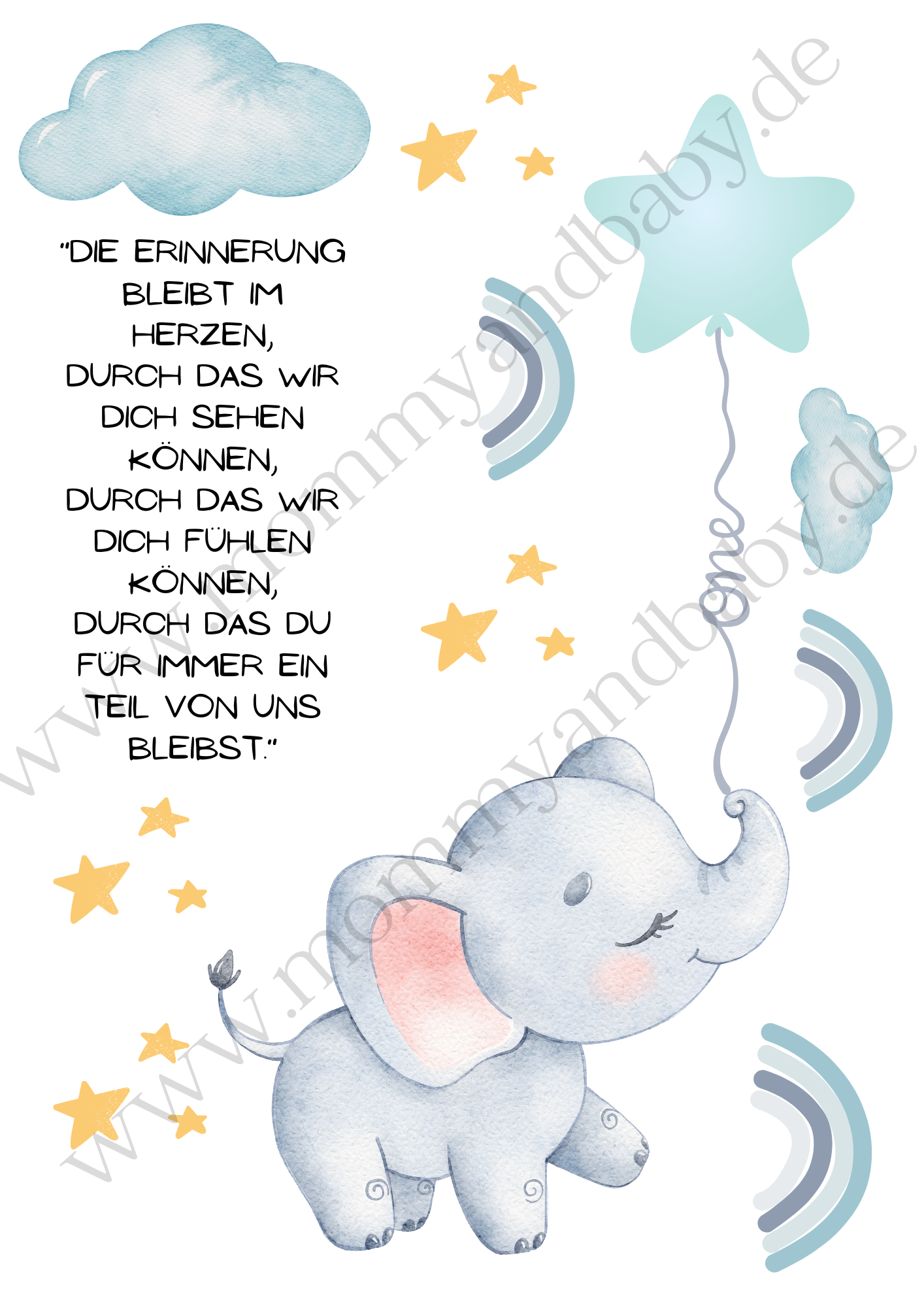 Motivfolie Abschied Elefant blau