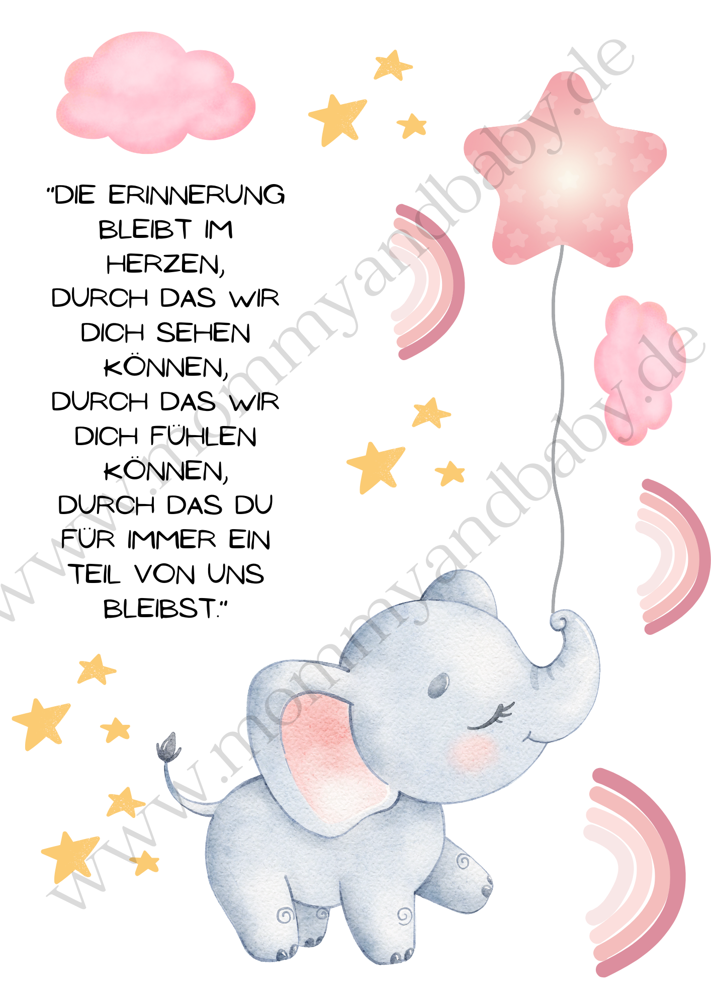 Motivfolie Elefant Abschied rosa