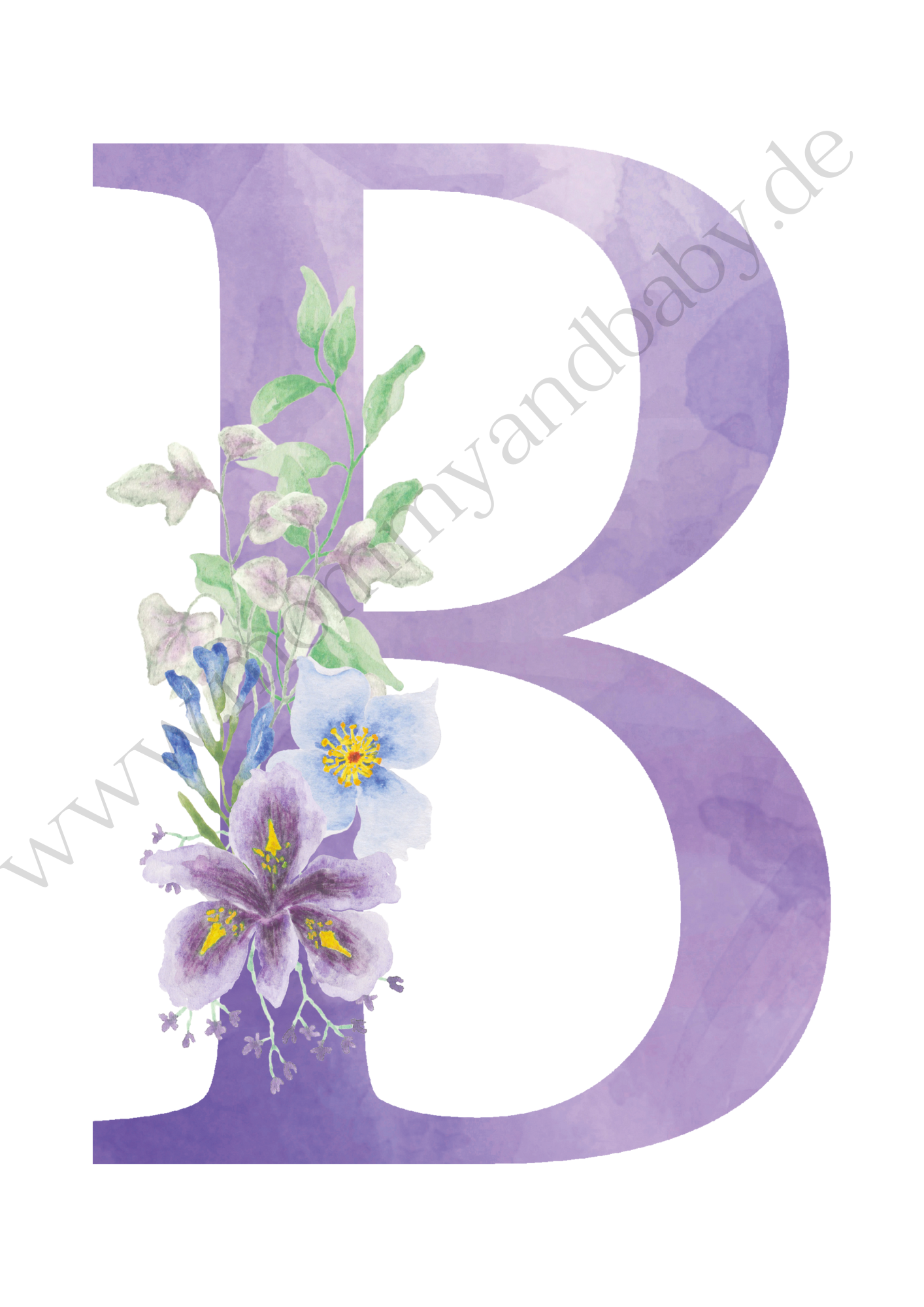 Motivfolie Buchstaben Alphabet Blumen