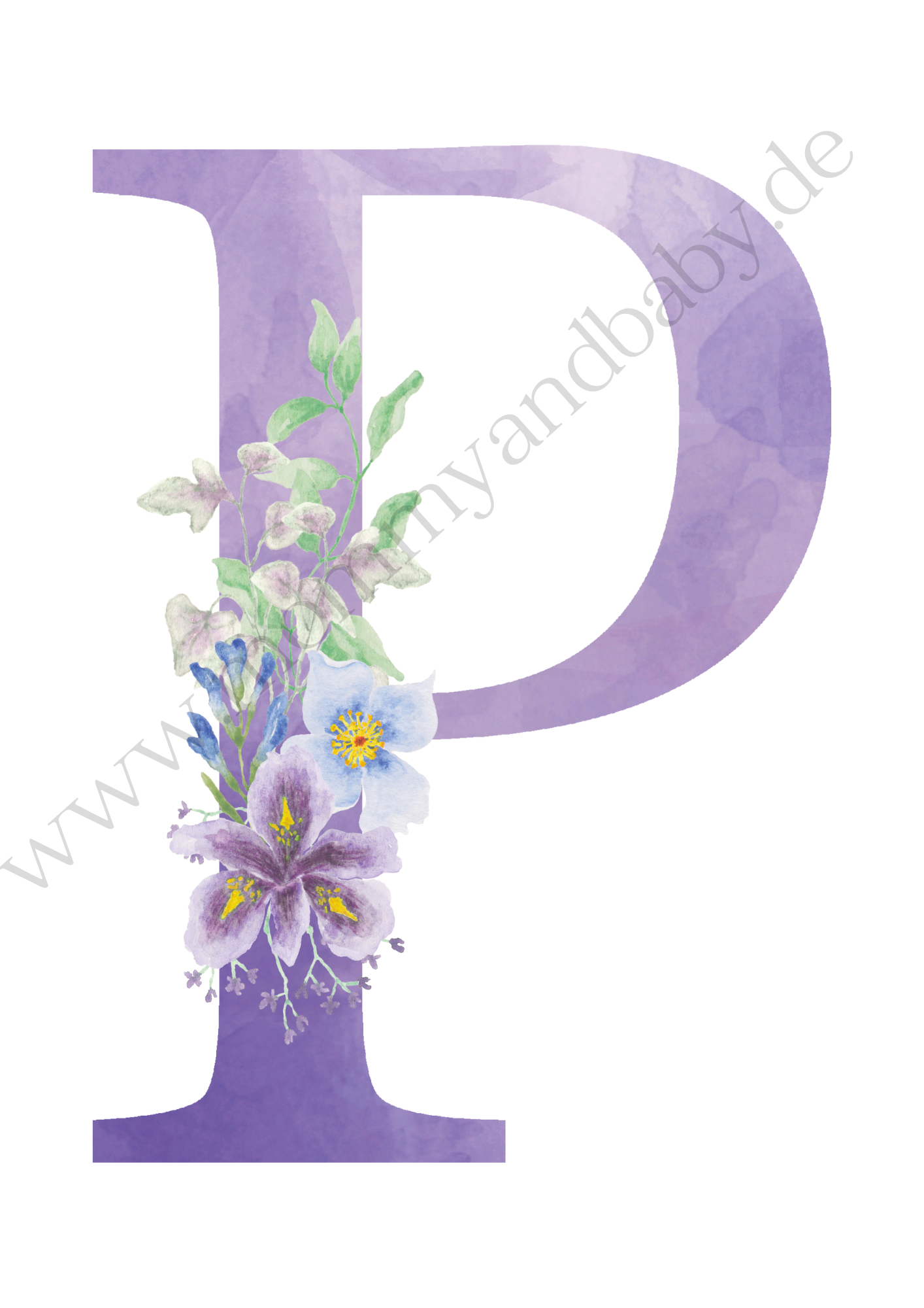 Motivfolie Buchstaben Alphabet Blumen
