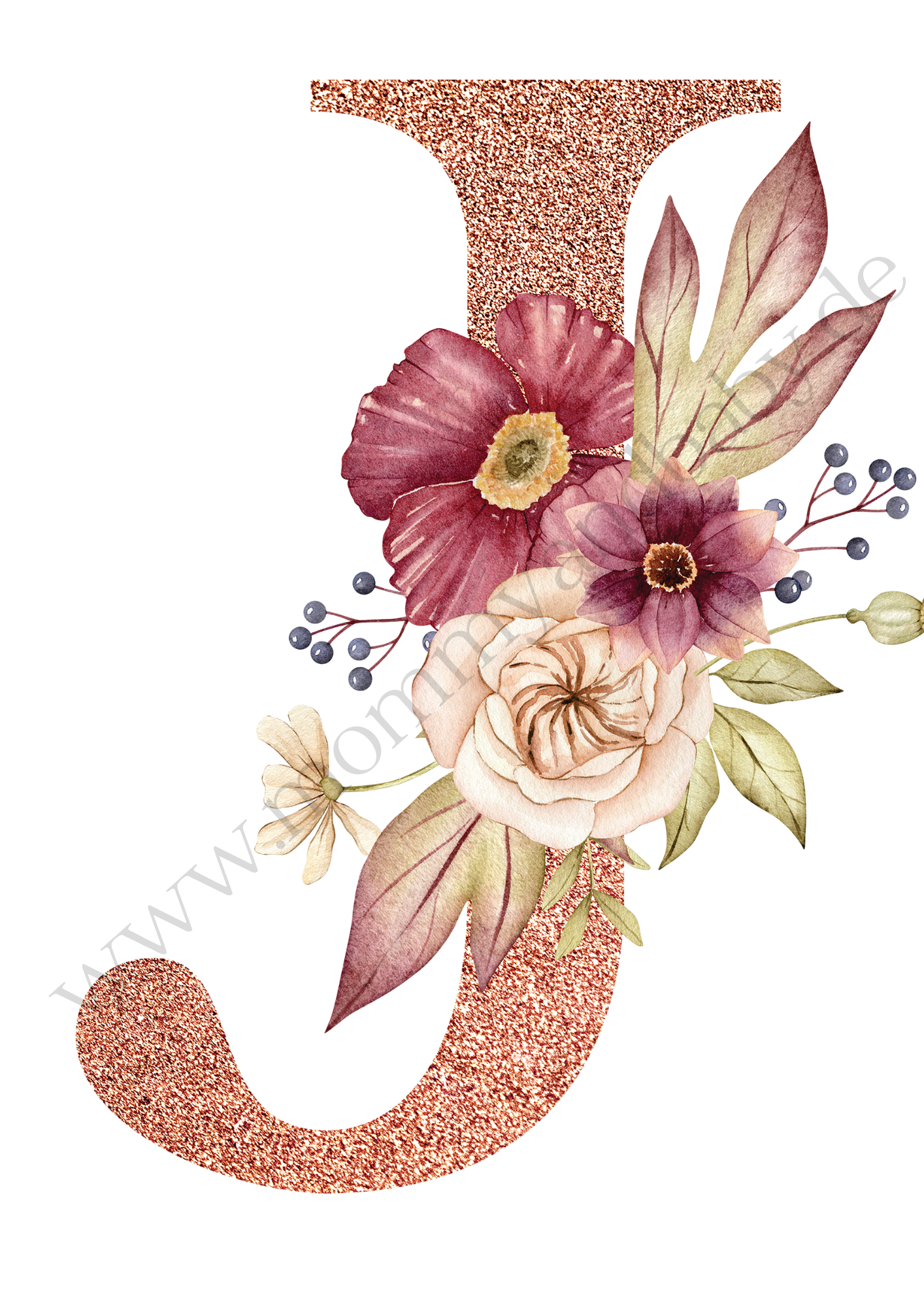 Motivfolie Alphabet Buchstabe Blumen