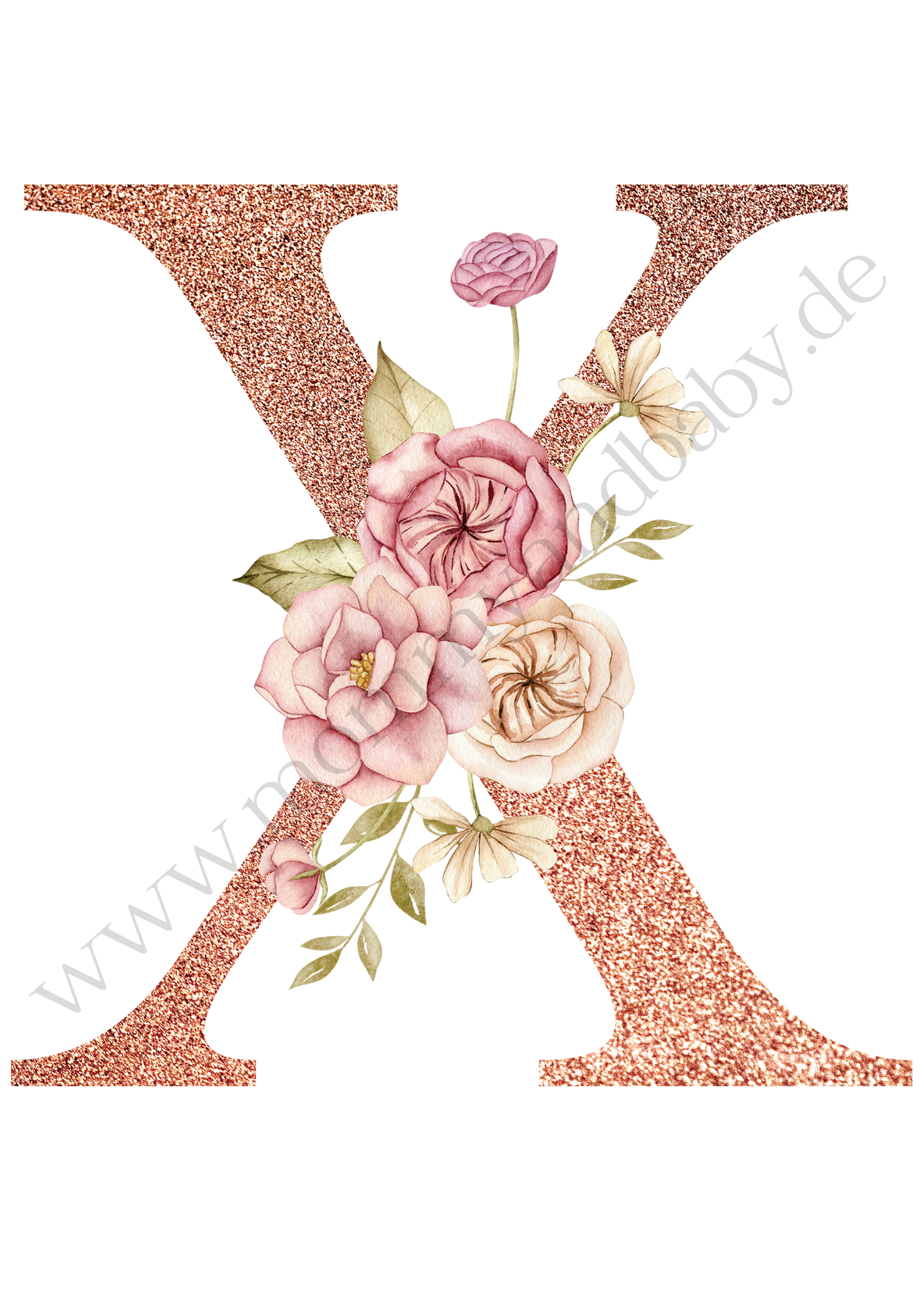 Motivfolie Alphabet Buchstabe Blumen
