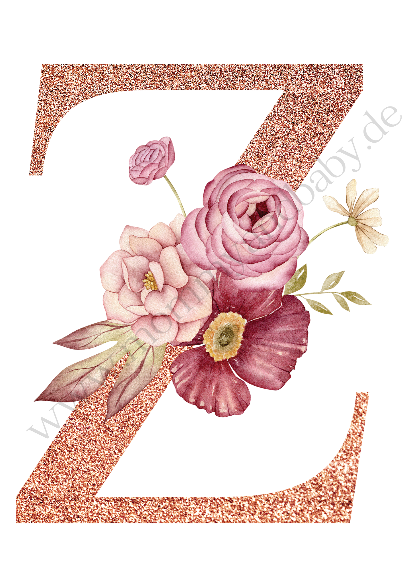 Motivfolie Alphabet Buchstabe Blumen