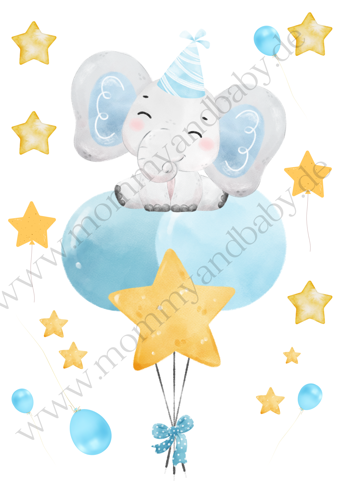 Motivfolie Elefant auf Luftballons