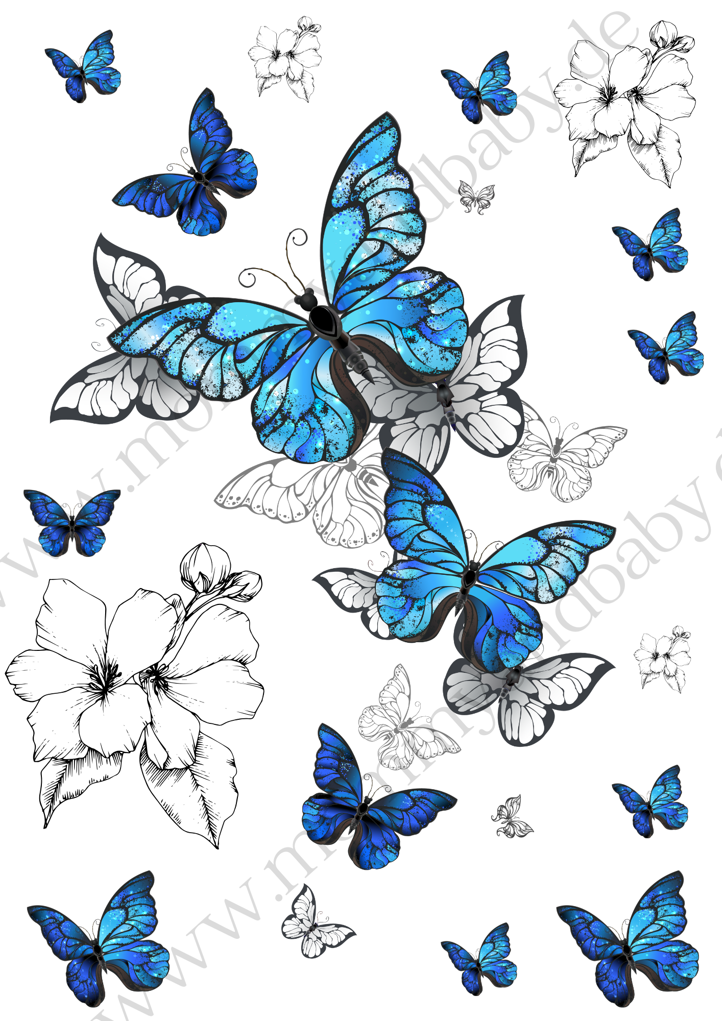 Motivfolie Schmetterlinge blau