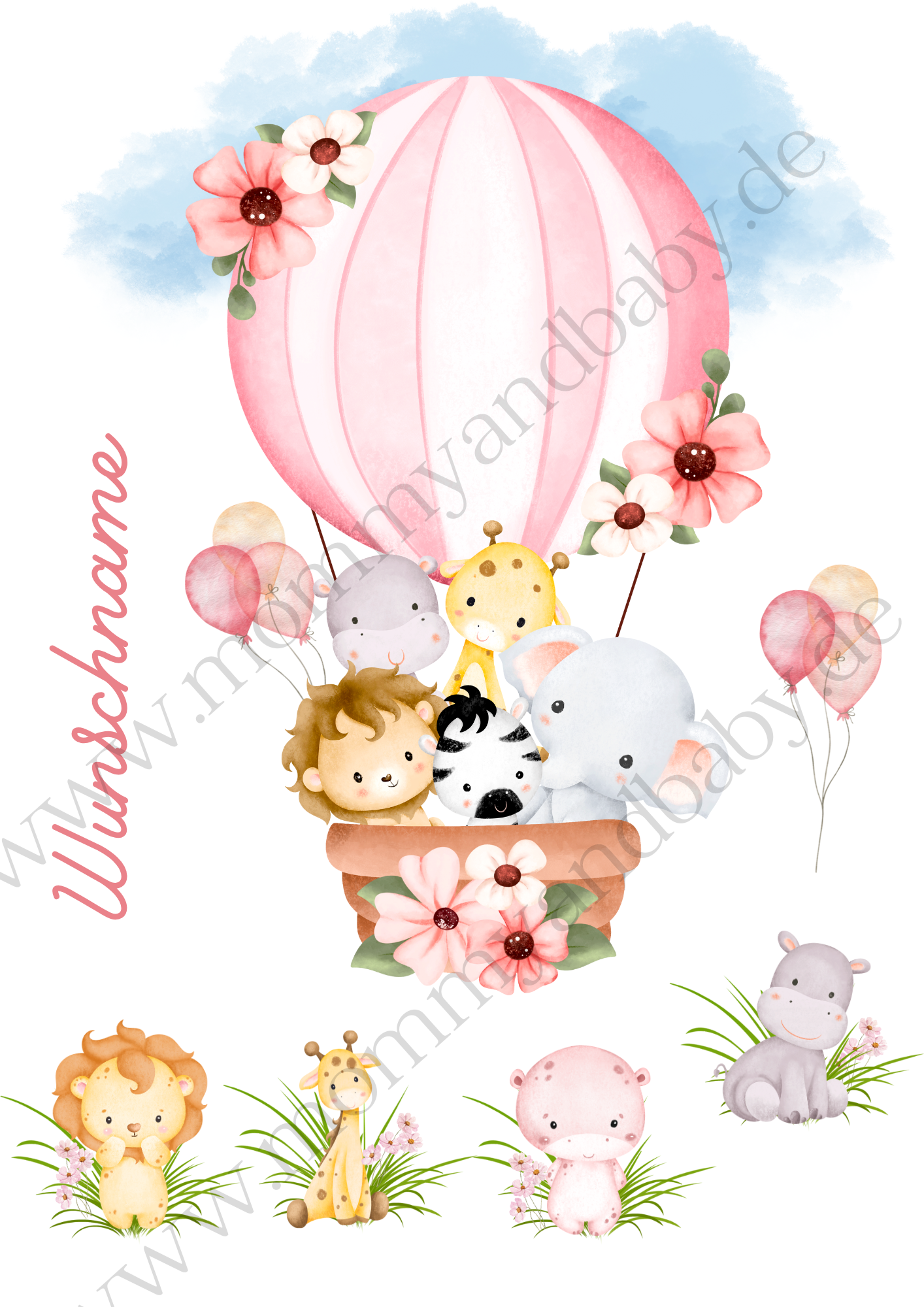 Motivfolie "Heißluftballon Tiere & Ballon"