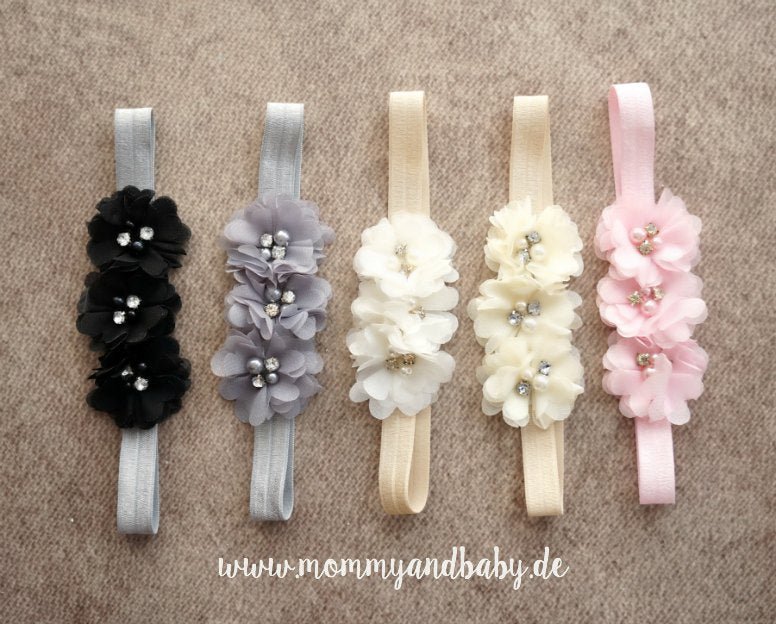 Chiffon Haarband, Blüten - 5 Farben - Mommy & Baby