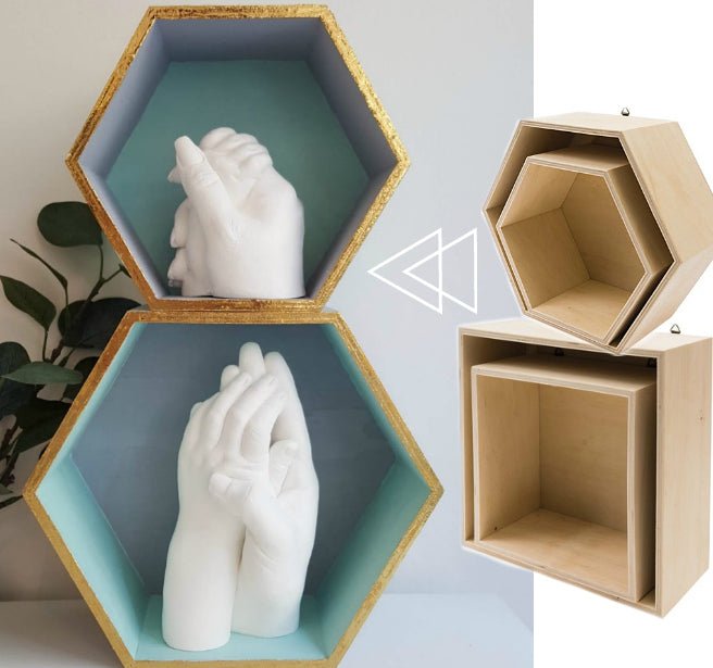 Holzboxen Set, 2teilig // quadratisch & sechseckig // Rico Design - ideal für 3D-Abdrücke - Mommy & Baby
