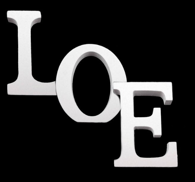 Holzbuchstaben, weiss - L, O, E für Baby 3D - Abdrücke (Love) - Mommy & Baby