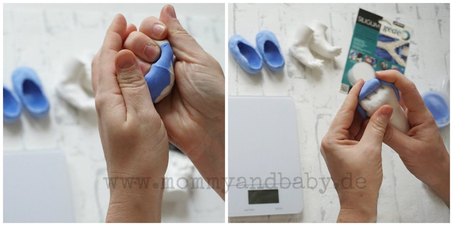 Knetsilikon - Zum Duplizieren von 3D-Abdrücken, 100g + 500g Keramikgiessmasse - Mommy & Baby