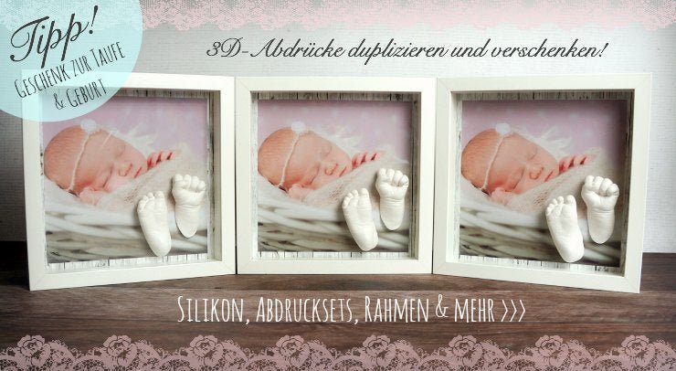 Knetsilikon - Zum Duplizieren von 3D-Abdrücken, 100g + 500g Keramikgiessmasse - Mommy & Baby