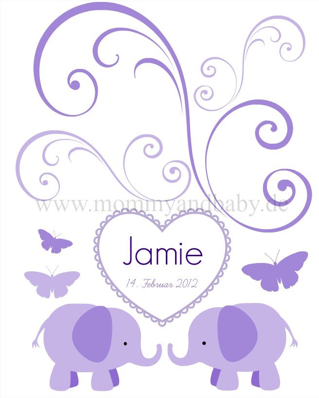 Motivfolie "Babyelefant & Ornamente" - 6 Farben - Mommy & Baby