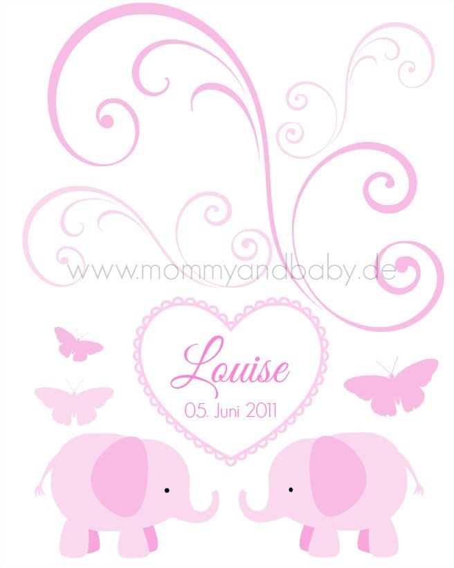 Motivfolie "Babyelefant & Ornamente" - 6 Farben - Mommy & Baby