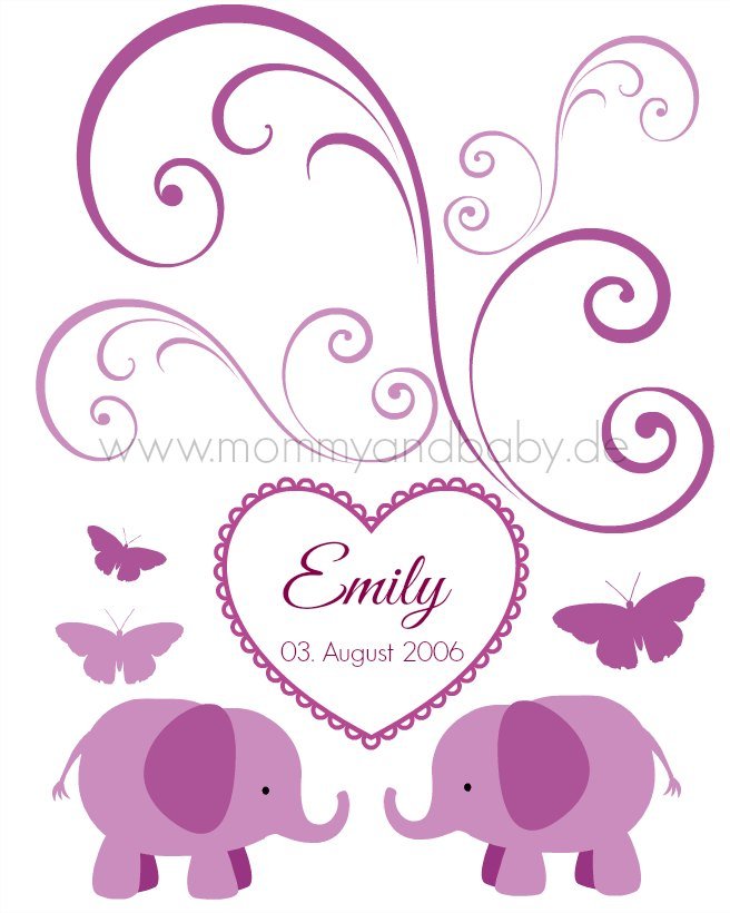 Motivfolie "Babyelefant & Ornamente" - 6 Farben - Mommy & Baby