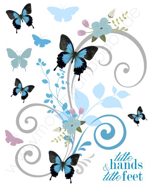 Motivfolie "Blue Butterfly Ornament" - Mommy & Baby