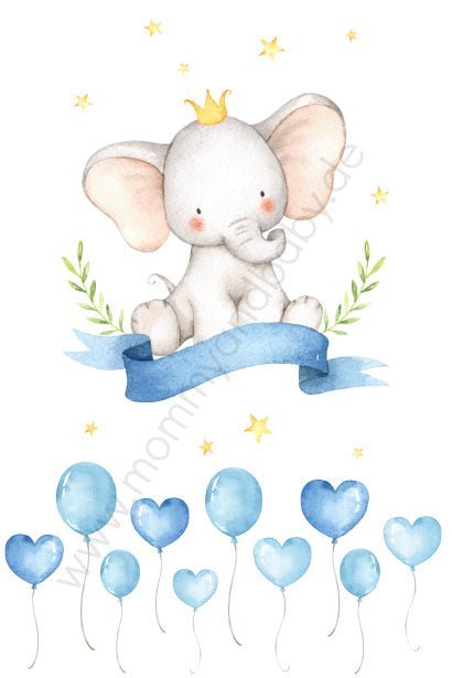 Motivfolie "Elefantenbaby, Prinz & Balloons" - Mommy & Baby