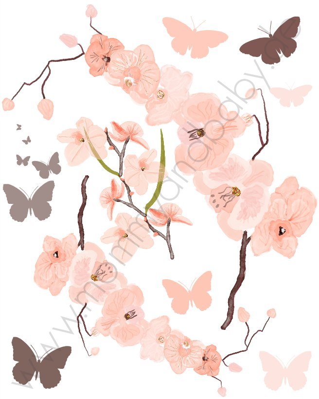 Motivfolie "Orchidee Aquarell", apricot - Mommy & Baby