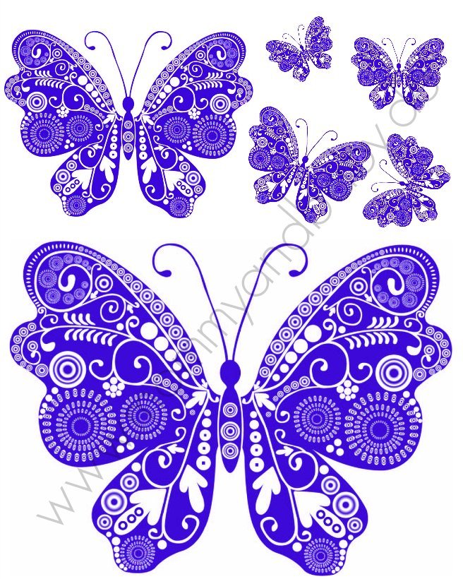 Motivfolie Ornament Schmetterling dunkelblau 