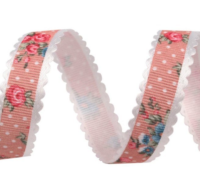 Ripsband, floral - apricot/pink, 1m - Mommy & Baby