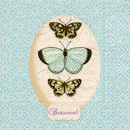 Serviette - Mint mit 3 Schmetterlingen - Mommy & Baby