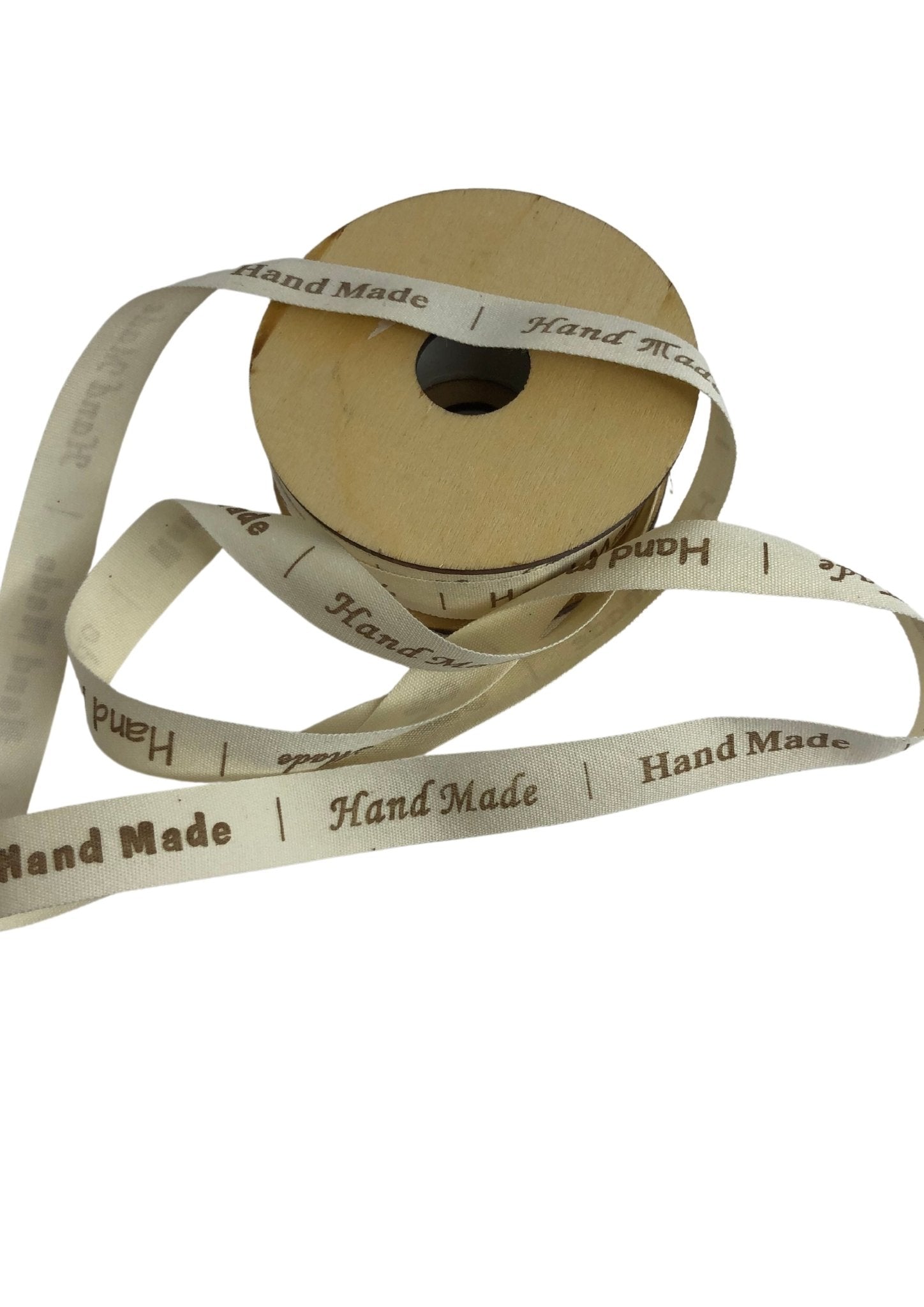 Spruchband "Hand Made" beige-braun // 1,5cm - Mommy & Baby